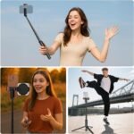 NEEWER 57.9" Selfie Stick Tripod Compatible with iPhone Samsung Android, Metal Portable Lightweight Travel Cell Phone Stand with Phone Holder Mount & Remote for Video Recording Filming, PA992 Black - Image 8