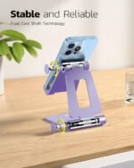 Nulaxy Full Aluminum Dual Folding Cell Phone Stand for Desk, Purple | Height Angle Adjustable, Portable, Anti-Slip Base, Fits 18mm Thick Case Smartphone, Nintendo Switch Desk Essential Accessory - Image 5