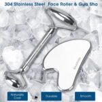 Bealihelp Face Roller and Gua Sha, Stainless Steel Facial Roller and Guasha Tool for Face, Skin Care Roller for Wrinkles and Lifting, Improve Puffiness, Metal Face Massager for Eyes, Neck Tighten - Image 3