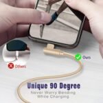 iPhone Charger,3 Pack 6FT Lightning Cable [Apple MFi Certified] 90 Degree | iPhone Fast Charging Cable Nylon Braided Cord Compatible with iPhone 14/13/12/11 Pro Max/XS MAX/XR/XS/X/8/7/Plus/iPad - Image 5
