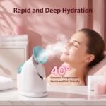 EZBASICS Facial Steamer, Nano Ionic Warm Mist for Facial Deep Cleaning Blue | Professional Face Steamer for Home Sauna SPA, Unclogs Pores Sinuses, Bonus 5 Piece Stainless Steel Skin Kit - Image 5
