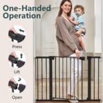 Cumbor 30-46" Baby Gate for Stairs, Auto Close Dog Gate for the House Black | Easy Install Pressure Mounted Pet Gates for Doorway, Dual Lock Indoor Safety Gate for Baby & Dog, Mom's Choice Awards Winner - Image 11