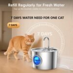Cat Water Fountain Advanced 304 Stainless Steel 2.2L/74oz with Detachable Tank, Easy to Clean, Automatic Pet Fountain Quiet Cats Water Dispenser, Perfect for Cats Dogs Indoor - Image 3