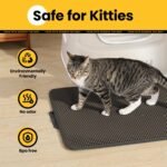 Cat Litter Mat Compact Size 23.6"x14.6" for Small Spaces, Upgrade Waterproof Leakproof Back Layer, Honeycomb Trapping Mat, Washable, Easy to Clean, Scatter Control Kitty Litter Matt, Black - Image 6