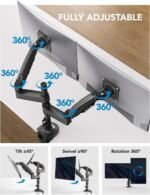 HUANUO 17-32 Inch Dual Monitor Stand, Vertical Dual Monitor Mount, Monitor Stand 2 Monitors, Ergonomic Adjustable Tilt/Swivel/Rotate, Weight Max 19.8 lbs, VESA 75/100mm - Image 5