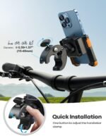 Lamicall Motorcycle Bike Phone Mount, 1s Lock Bike Phone Holder | Camera Friendly Bicycle Phone Clip, Scooter Phone Holder Gifts for iPhone Pro Max, Galaxy S25 Ultra, 4.7-7" Phones, Orange - Image 7