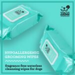 Wags & Wiggles Hypoallergenic Dog Wipes for Sensitive Skin, Fragrance-Free Waterless Cleansing Cloths for Paws, Face, and Dog Body, No SLS, Parabens, or DEA, 100 Count | Waterless cleansing cloths for paws, face, and body, no SLS, parabens, or DEA for sensitive skin - Image 3