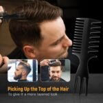 3Pcs Hair Styling Combs Set for Men, Black Barber Wide Tooth Texture Comb for Quiff, Pompadour, Slick Back, Fauxhawk, Undercut - Image 3