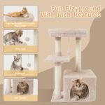 Cute Cat Tree Kitten Cat Tower Condo Cat Furniture Sisal Scratching Posts B | FISH&NAP For Indoor Jump Platform Activity Center Play House Beige - Image 6