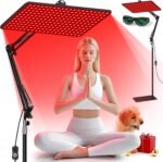 Morfone Red Light Therapy for Body Face Tri-Wavelength 660nm, 850nm, 940nm | LED Infrared Light Therapy Lamp Panel with Adjustable Stand Protective Glasses, Home Use, Gift for Women Girl, Black L - Image 2