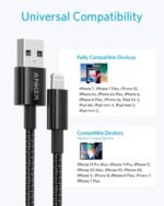 Anker USB A to Lightning Cable, MFi-Certified (2-Pack, 6 ft, Black) | Double-Braided Nylon Cord, for iPhone 14 / 13 / 12 / 11 Pro / 11 / XS Max / XR / 8 / 7 / 6s Plus, and More - Image 6