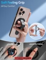 GripMate for MagSafe Phone Grip for iPhone - Magnetic Phone Ring Holder Detachable for iPhone 17 - Comfortable Finger Phone Ring Grip for Apple 16/15/14/13/12,Black - Image 4