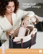 LOVEVOOK Laptop Tote Bag for Women Work, Teacher Tote Bag with Large Cup Holder, Waterproof Leather Computer Bag - Image 4