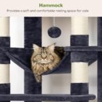 Globlazer Giant Tall Heavy Duty Cat Tower for Indoor Large Cats, F83B | XXL Multi-Level Large Cat Condo with 8 Scratching Posts, Hammock, 2 Cat Caves, 2 Platform, Dark Grey - Image 5