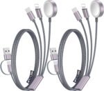 2Pack Travel Essentials for Apple Watch Charger,3-in-2 Multi Charging Cable | Cruise Vacation Camping Essentials for iPhone Charger,Type C/Lightning for iWatch,iPhone 17-12,Xbox Series X&S-4FT Gray - Image 2