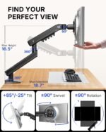 HUANUO FlowLift™ Pro Monitor Arm for 13–32" Screens, MechaSpring Monitor Mount, Fully-Adjustable Monitor Stand with Tilt/Swivel/Rotation, Tool-Free VESA Mount, C-Clamp/Grommet Base, Max Load 19.8 lbs - Image 7