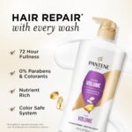 Pantene Conditioner, Sheer Volume - 72-Hour Fullness, Lightweight Nourishment with Pro-Vitamin B5 + Antioxidants, Fine, Thin, Color-Treated Hair, Paraben Free, Strengthens Bonds, 25.1 Fl Oz - Image 3