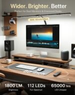 ONEMIX LED Desk Lamp with Clamp, 42-Inch 4-Panel Light for Dual Monitors | 1800 Lumens, 4 Adjustable Panels, 5 Color Temps, 5 Brightness Levels, Remote, Timer, Flicker-Free for Home Office - Image 3
