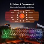 Redragon K521 Upgrade Rainbow LED Gaming Keyboard, 104 Keys Wired Mechanical Feeling Keyboard with Multimedia Keys, One-Touch Backlit, Anti-Ghosting, Compatible with PC, Mac, PS4/5, Xbox - Image 5