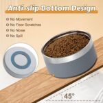 UPSKY 27oz Elevated Stainless Steel Dog Bowls Non-Slip Wooden Stand Grey | Double Bowls, Raised Feeding, Reduces Neck Strain, For Small & Medium Dogs, Food and Water Use Indoor & Outdoor - Image 4