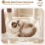 Heybly 53.1" Corner Cat Tree for Large Cats – Interactive Play HCT029MJ | Sturdy Cat Tower with Cozy Cat Condo, Fan-Shaped Top Perch, Basket, Hammock & Solid Base, Beige - Image 4