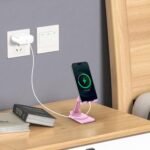 Cell Phone Stand, Adjustable Angle and Height Cell Phone Holder for Desk, Foldable and Portable, Anti-Slip Silicone Pad, Compatible with All Mobile Phones and 4-8 Inch Devices, Pink - Image 5