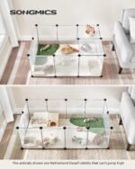 SONGMICS 20 Panels Pet Playpen with Floor, Small Animal Playpen, Pet Fence Indoor, DIY Plastic Enclosure for Guinea Pigs, Bunny, Hamsters, Hedgehogs, 49.2 x 24.8 x 16.5 Inches, White ULPC001W01 - Image 3