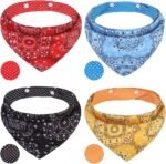 PAWCHIE Dog Bandanas Small Reversible Styles Pet Triangle Scarf Bibs - Adjustable with Two Snaps - Kerchief Set Accessories for Dogs, Puppy, Cats Red - Image 2
