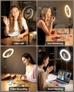 Desk Ring Light with Stand for Computer, Desk Light for Video Recording | 10.5" Video Conference Lighting, Adjustable Circle Light with Phone Holder for Zoom Meeting Video Call Podcast Stream Webcam - Image 8
