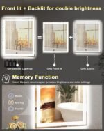 24x32 LED Bathroom Mirror, 6000LM, Separate Front and Back Lights | UL Certified,Shatter-Resistant Tempered Glass,Auto-Off Defogger,3 Color Modes,Smooth Dimming,Smart Memory Setting - Image 4