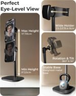 COOPER ChatStand Sturdy Cell Phone Holder, iPhone Stand for Desk, Recording | 9-13" Adjustable, Weighted Metal Base, Tabletop Tripod, for Filming, Video Calls, FaceTime; fits all iPhone, Samsung, Android - Image 4