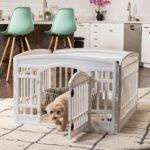 IRIS USA 4-Panel Dog Playpen, Pet Enclosure, White | Puppy Training, Configurable Layout, Multi-Shape Setup, Custom Pen Configuration, Secure Door Latch, Stable Non-Tip Base - Image 7