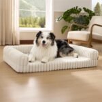 Bedsure ComfyFleece™ Memory Foam Orthopedic XL Dog Bed with Sides 42" | Extra Large Egg-Crate Foam Big Couch Sofa,Washable Corduroy Cover,Cozy Bolstor Waterproof Pet Bed, Non-Slip Bottom,Cream - Image 2