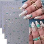 Sun Nail Stickers Decals 9 Sheets Bohemian Style Nail Art Stickers 5D/3D Embossed Self Adhesive Moon Star Heart Flame DIY Metallic Designs Gothic Decoration Supplies Nail Accessories for Women - Image 8
