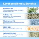 9-Peptide Hair Growth Scalp Care Serum 1.35 Oz(2X Size) - Rosemary 2% Caffeine 1% PDRN & Spicule 300 Roll-On Type | Thicker Fuller-looking Hair w/Niacinamide Zinc PCA | Thinning hair Korean Haircare - Image 9