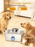 SIBAYS 4Gal/15L Large Dog Water Fountain, Stainless Steel Pet Fountain with Water Window & LED Light, Ultra Quiet Automatic Dog Water Bowl Dispenser for Large Dogs & Multi-pet, Easy to Clean FS76 - Image 3