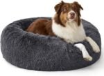 Bedsure SupportMax™ Calming Dog Beds Large Sized Dog Washable Pet Bed,36in | 420GSM Plush Fluffy Donut Round,Thick Supportive,Removable Cover,Anti-Slip,Anti-Anxiety,for Big Dogs Up to 80 Lbs,Dark Grey - Image 2