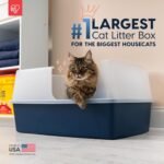 IRIS USA XX-Large Side Entry Cat Litter Box, Navy | Multi-Cat Use, Extended Length Design, Extra Room Interior, Jumbo Capacity Pan, Comfortable Space, Multiple Cat Ready - Image 5
