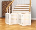 PAWLAND Wooden Freestanding Foldable Pet Gate for Dog,24" H Dog Gate Indoor | Dog Gate for Doorway, Stairs, the House, Step Over Fence, Extra Wide, Room Divider, Front Door, Hallway, 4 Panels, White - Image 5