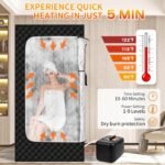 Portable Sauna Box for Home, 36"×36"×70.8" Personal Steam Sauna Tent, Black | 1200W 3L Steamer, Double Large Windows, 9 Heat Levels, 10–60 Min Timer & Remote, Multi-Layer Full-Body Sauna Tent - Image 3
