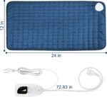 Electric Heating pad with 6 Heat Settings, Auto Shut Off, Dry Electric Heating for Back Neck Knee Arms Legs Shoulder Heat Pads for Christmas Birthday Father's Day Mother's Day (24"X12", Dark Blue) - Image 5