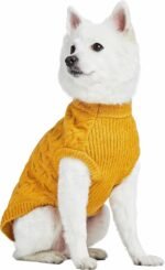 Blueberry Pet Classic Fuzzy Textured Knit Pullover Crew-Neck Dog Sweater in Mustard Yellow, Back Length 14", Pack of 1 Clothes for Dogs - Image 6