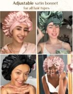 YANIBEST Adjustable Silk Bonnet for Sleeping Women Double Layer Satin Bonnet Reduce Friction Prevent Frizz Curly Hair - Image 6
