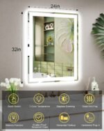 24x32 LED Bathroom Mirror, 6000LM, Separate Front and Back Lights | UL Certified,Shatter-Resistant Tempered Glass,Auto-Off Defogger,3 Color Modes,Smooth Dimming,Smart Memory Setting - Image 7