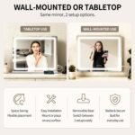 ROLOVE 23"x 18" Large Vanity Mirror with Lights, LED Makeup Mirror for Dresser and Desk, 10X Magnification, Dimmable Touch Control, Wall Mounted or Tabletop Mirror for Bedroom (White) - Image 6