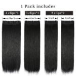 Black Hair Extensions Straight Clip in Hair Extensions Clip ins - Soft and Thick (20 Inches, 4Pcs, #1B) - Image 4