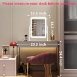 ROLOVE Vanity Mirror with Lights, 12.6"x15" LED Makeup Mirror with Lights, Smart Touch Control 3 Color Dimmable, Lighted Desk Mirror for Bedroom, Light Up Mirror - Image 9