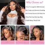 QZOQZO 28 Inch Highlight Ombre 13x6 HD Lace Front Wig Human Hair Body Wave | 180% Density,HD Transparent Lace,Pre Plucked Natural Hairline,Balayage Colored Glueless Wigs for Women - Image 4