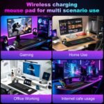 Wireless Charging RGB Gaming Mouse Pad with Foldable Phone Holder, Black | Charging Desk Mat, Large Desk Mat with Waterproof Surface, Ultra-Smooth Surface and Non-Slip Base for Gaming & Office - Image 10