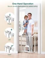 Babelio Baby Gate with Adjustable Cat Door, CatPrivilege III, 29-43" | Auto-Close, Pressure Mounted with No Drilling, Dual Lock Safety Gates For Stairs, Doorways and House, Easy Walk Thru, White - Image 6